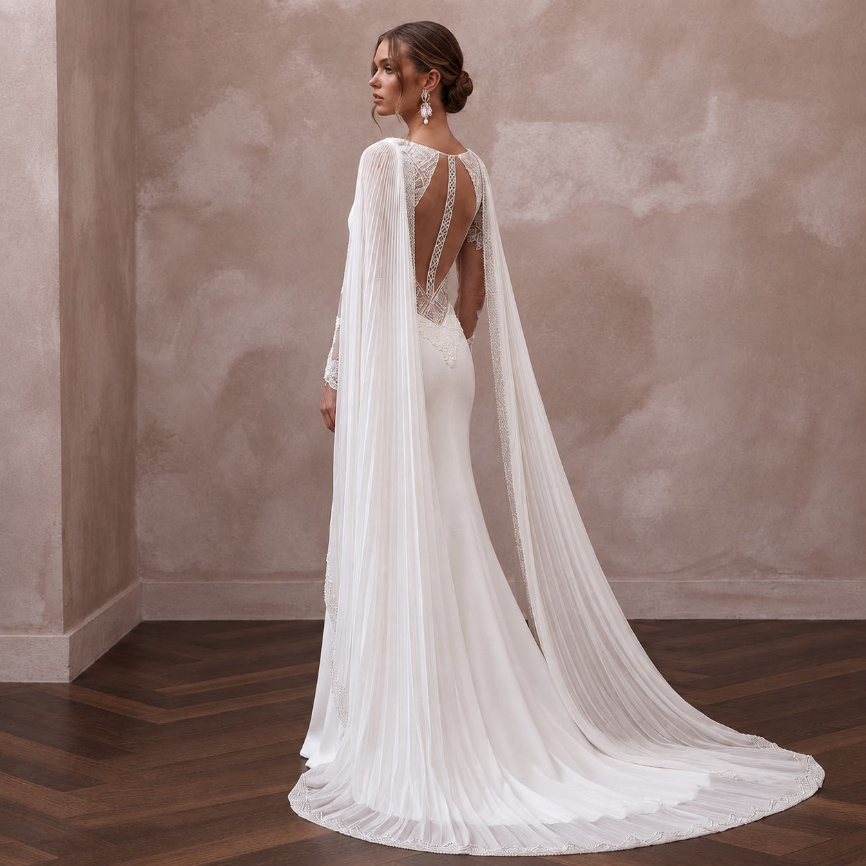 Cape Wedding Dresses with Flowing Bridal Elegance Secondary image