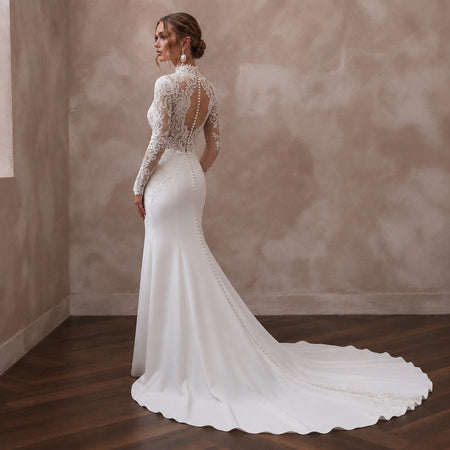 Cathedral Lace Wedding Dress with Long Sleeves for a Church Ceremony