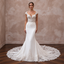 Elegant lace wedding dress with a cathedral train, featuring intricate detailing and a flattering silhouette. Perfect for a grand ceremony.