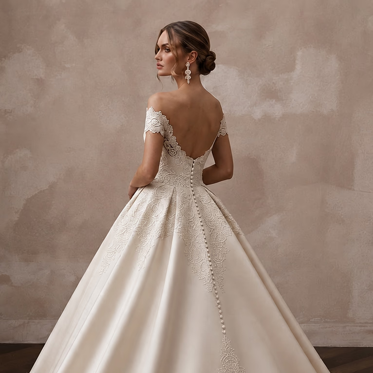 Cathedral Train Wedding Dresses with Handcrafted Lace Borders - Apparel & Accessories > Clothing > Wedding & Bridal Party Dresses > Wedding Dresses - Mignonette Bridal