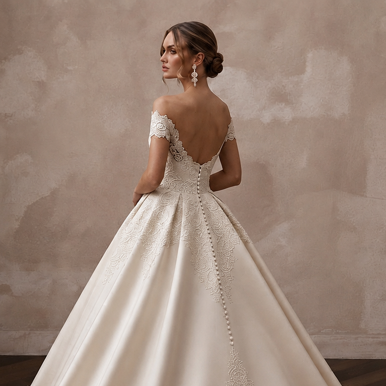 Cathedral Train Wedding Dresses with Handcrafted Lace Borders