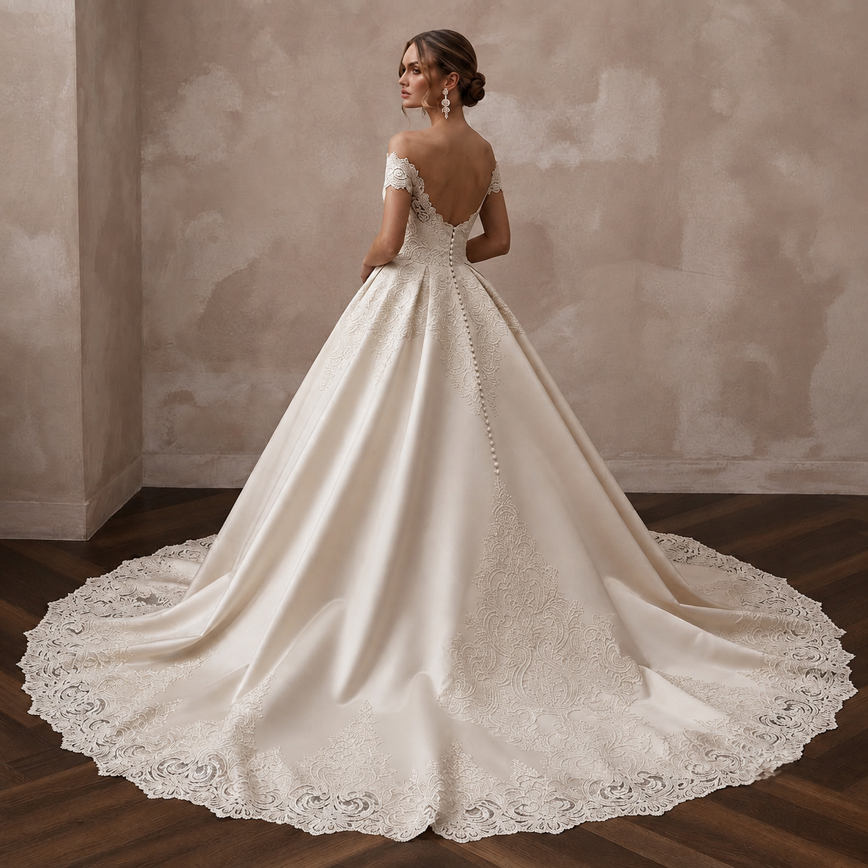 Cathedral Train Wedding Dresses with Handcrafted Lace Borders Secondary image