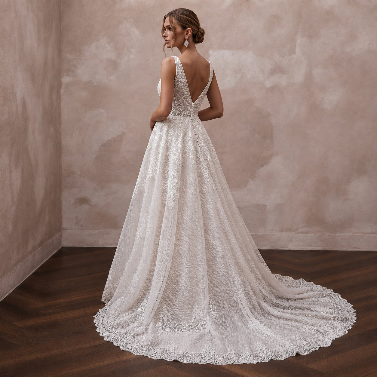 Cathedral Train Wedding Dresses with Intricate Lace Borders - Apparel & Accessories > Clothing > Wedding & Bridal Party Dresses > Wedding Dresses - Mignonette