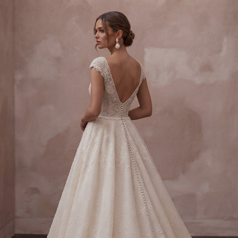 Cathedral Train Wedding Dresses with Luxury Lace Borders