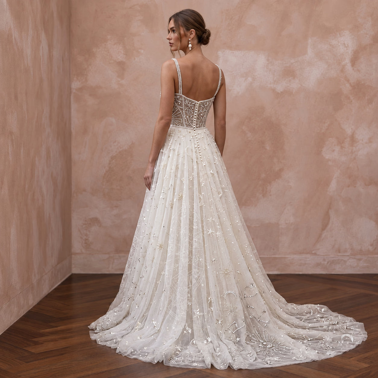 Celestial Inspired Tulle Bridal Gown with Beaded Bodice Secondary image
