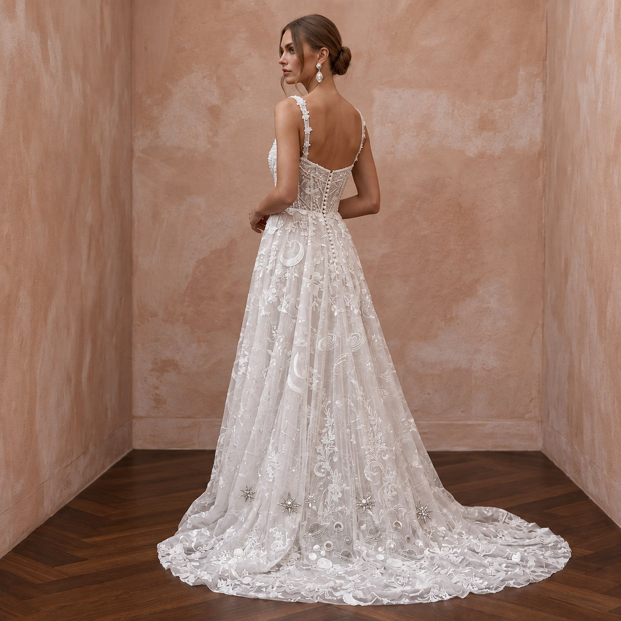 Celestial Lace Bridal Dress with Beaded Details Secondary image