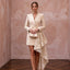 Champagne Crepe Tailored Evening Blazer Dress with Satin Lapels - Apparel & Accessories > Clothing > Wedding & Bridal Party Dresses > Wedding Dresses - Mignonette Bridal