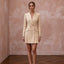 Champagne Crepe Tailored Evening Blazer Dress with Satin Lapels