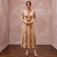 Champagne Floral Burnout Velvet Midi Dress for Autumn Event