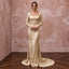 Champagne Liquid Satin Cowl Back Long Sleeve Wedding Gown - Apparel & Accessories > Clothing > Wedding & Bridal Party Dresses > Wedding Dresses - Mignonette Bridal