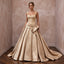 Champagne Silk Mikado Dropped Waist Corset Ball Gown