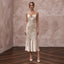 Champagne Silk Satin Cowl Neck Midi Slip Dress for Evening Reception