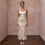 Champagne Silk Satin Midi Slip Dress with Cowl Back