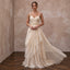 Champagne Soft Netting Draped Goddess Gown for Beach Vows