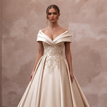 Champagne Wedding Dresses with Luxurious Satin Finish
