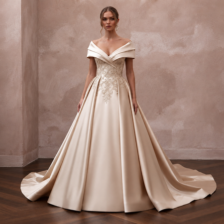 Champagne Wedding Dresses with Luxurious Satin Finish
