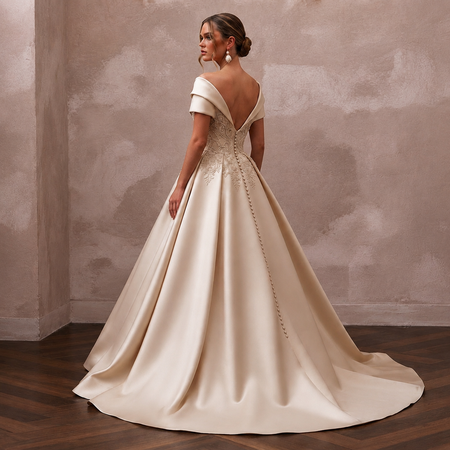 Champagne Wedding Dresses with Luxurious Satin Finish
