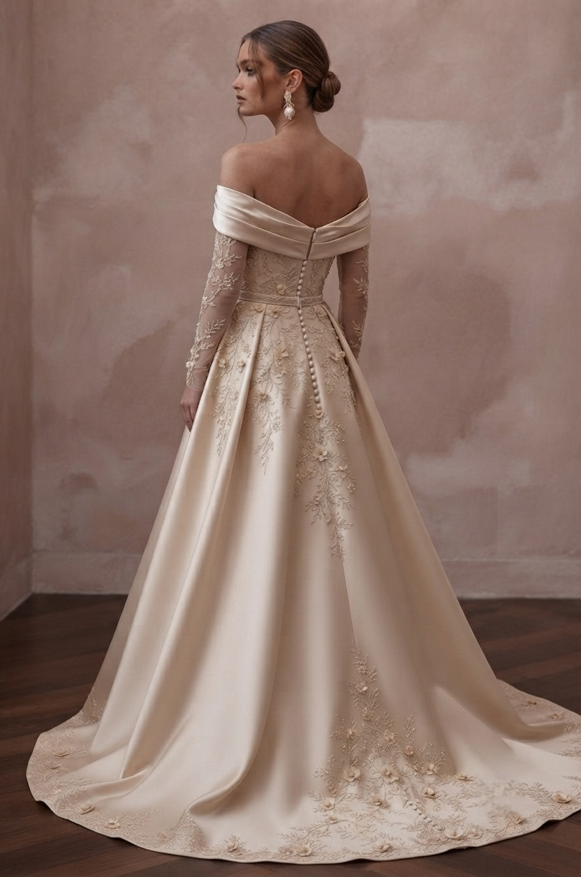 Champagne Wedding Dresses with Luxurious Silk Finish