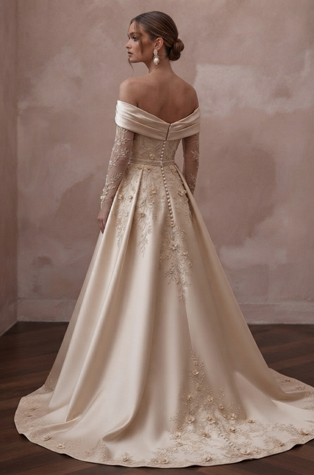 Champagne Wedding Dresses with Luxurious Silk Finish