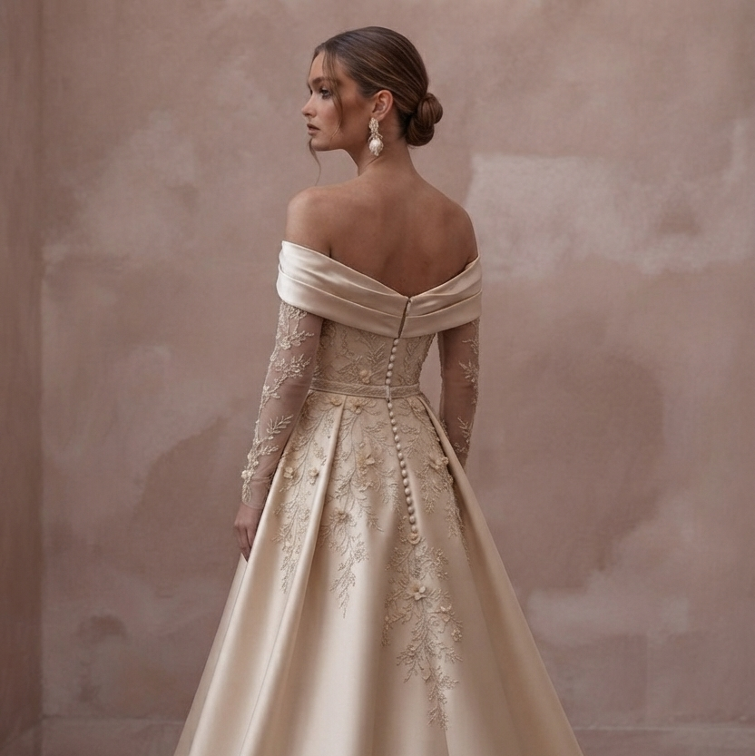 Champagne Wedding Dresses with Luxurious Silk Finish