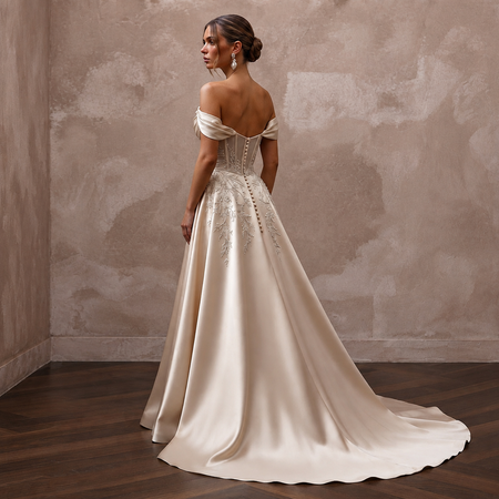 Champagne Wedding Dresses with Silk Satin Elegance