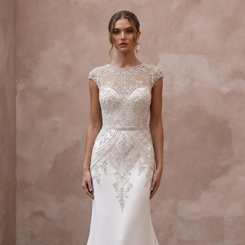 Chapel Train Wedding Dresses with Classic Sophistication - Apparel & Accessories > Clothing > Wedding & Bridal Party Dresses > Wedding Dresses - Mignonette