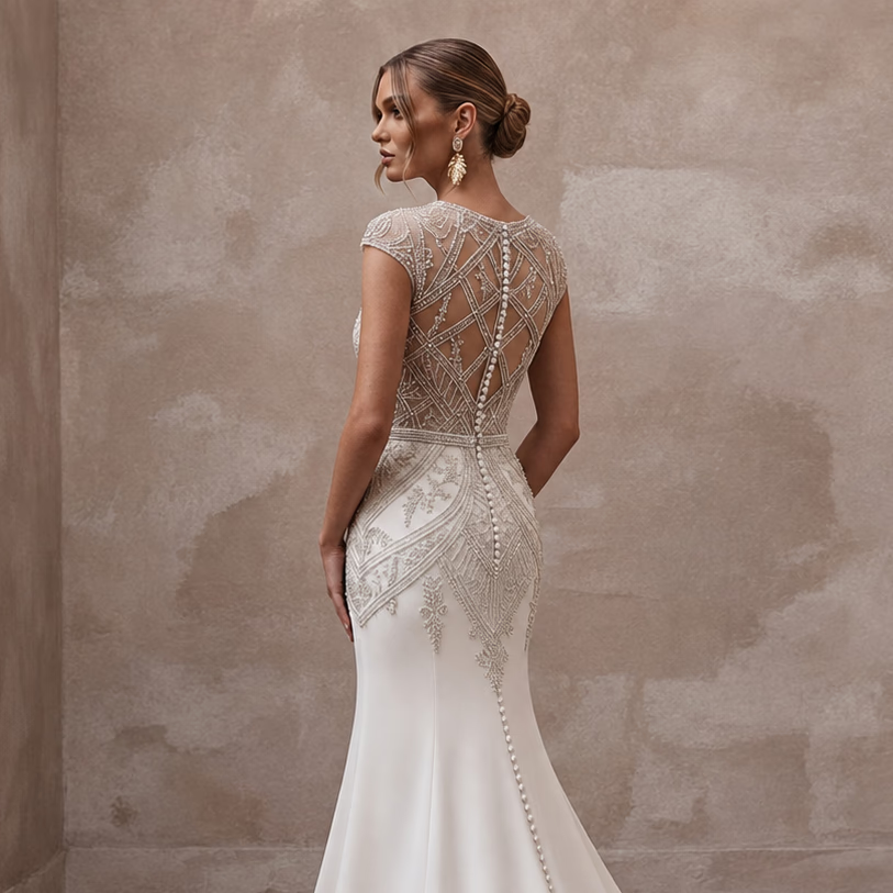 Chapel Train Wedding Dresses with Classic Sophistication - Apparel & Accessories > Clothing > Wedding & Bridal Party Dresses > Wedding Dresses - Mignonette