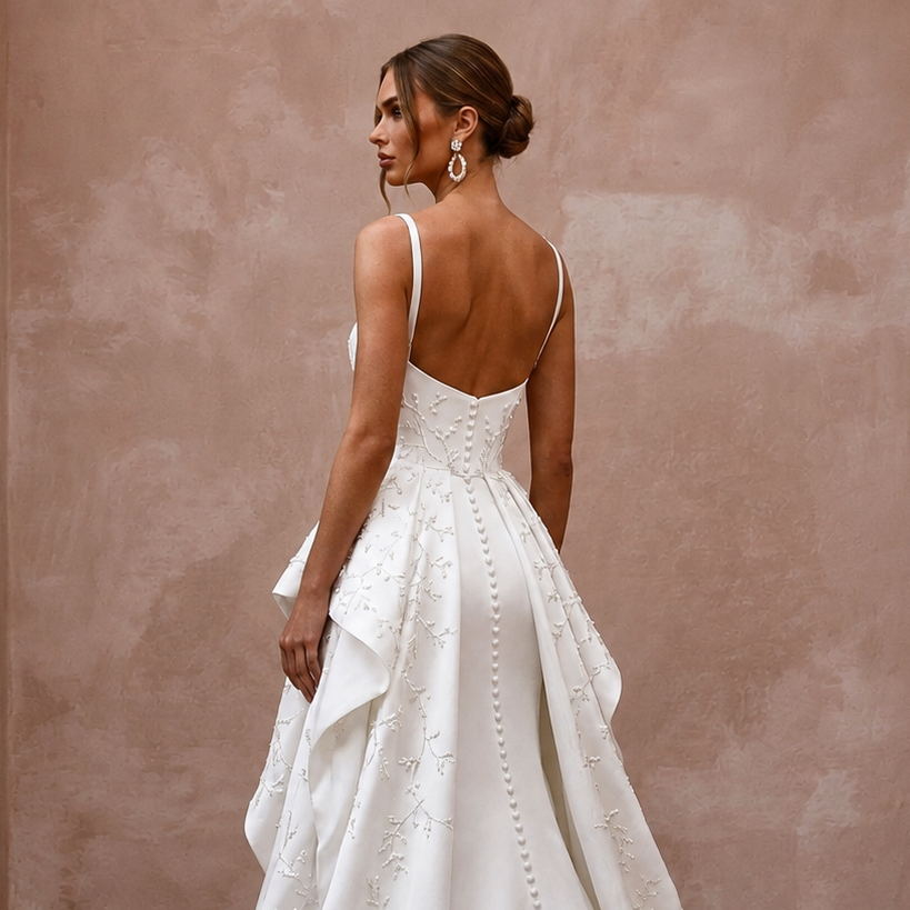 Chapel Train Wedding Dresses with Elegant Satin Finish
