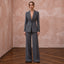 Charcoal Grey Minimalist Tailored Crepe Evening Suit with Wide Trousers