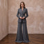 Charcoal Grey Minimalist Tailored Crepe Evening Suit with Wide Trousers - Apparel & Accessories > Clothing > Wedding & Bridal Party Dresses > Wedding Dresses - Mignonette Bridal