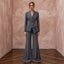 Charcoal Grey Minimalist Tailored Crepe Evening Suit with Wide Trousers