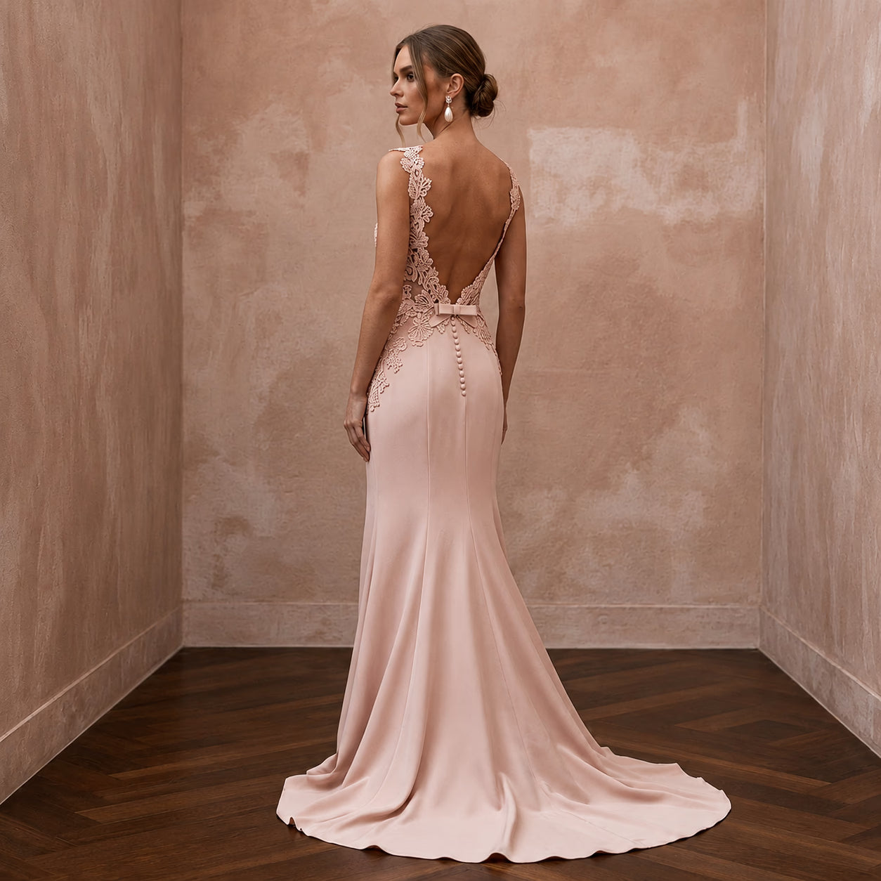 Chic Blush Stretch Crepe Sheath for Engagement Party Secondary image