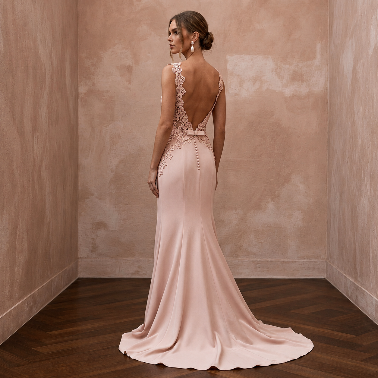 Chic Blush Stretch Crepe Sheath for Engagement Party Secondary image