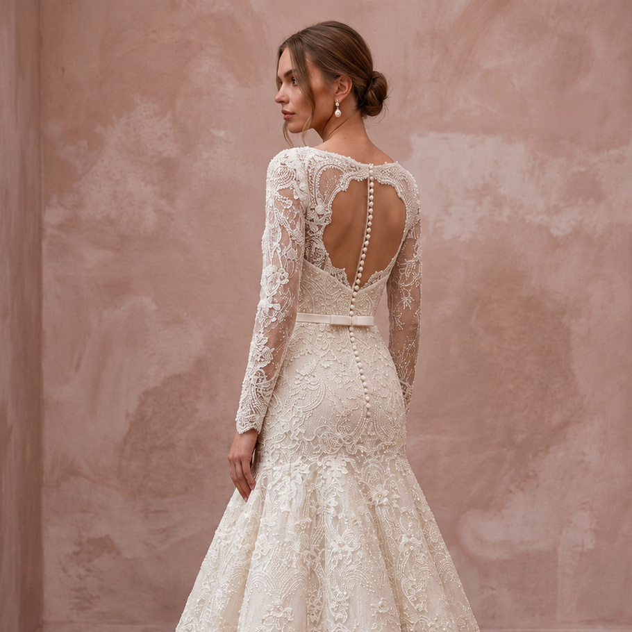 Chic Ivory Lace Fit-and-Flare Cocktail Wedding Dress for Engagement