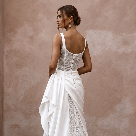 Chic Wedding Dresses with Draped Satin Waistlines