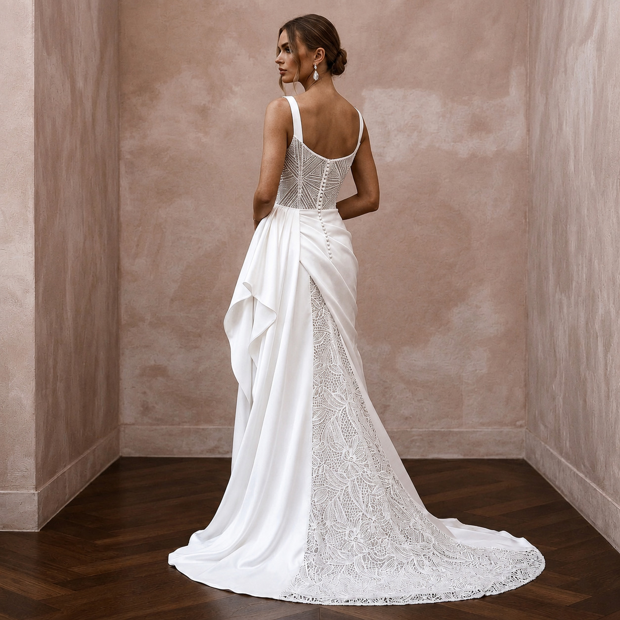 Chic Wedding Dresses with Draped Satin Waistlines
