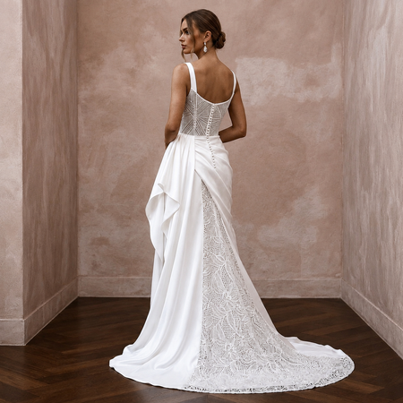 Chic Wedding Dresses with Draped Satin Waistlines