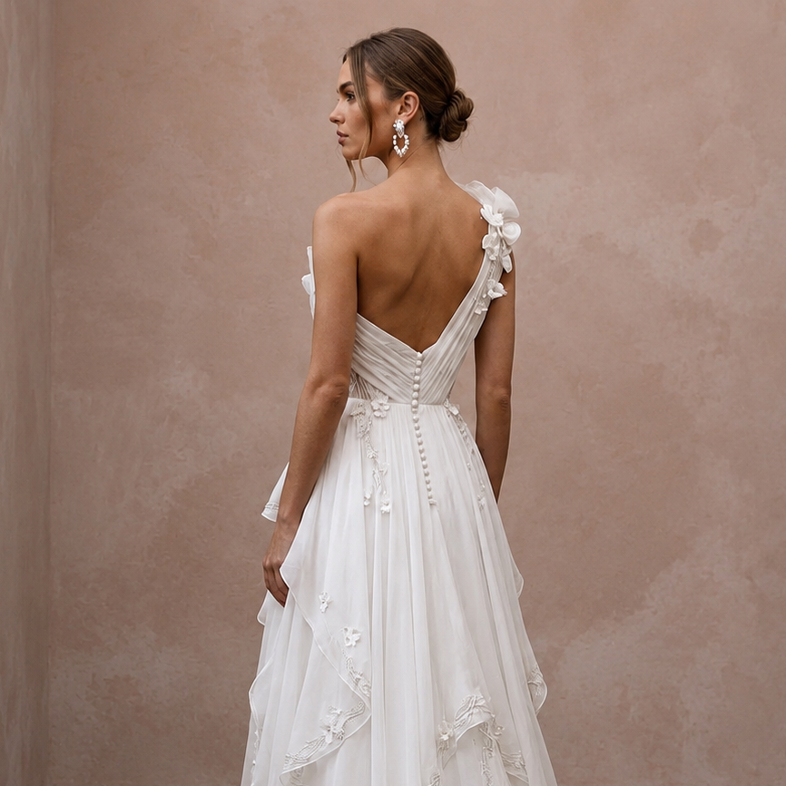 Chiffon Second Look Wedding Gown for the Reception