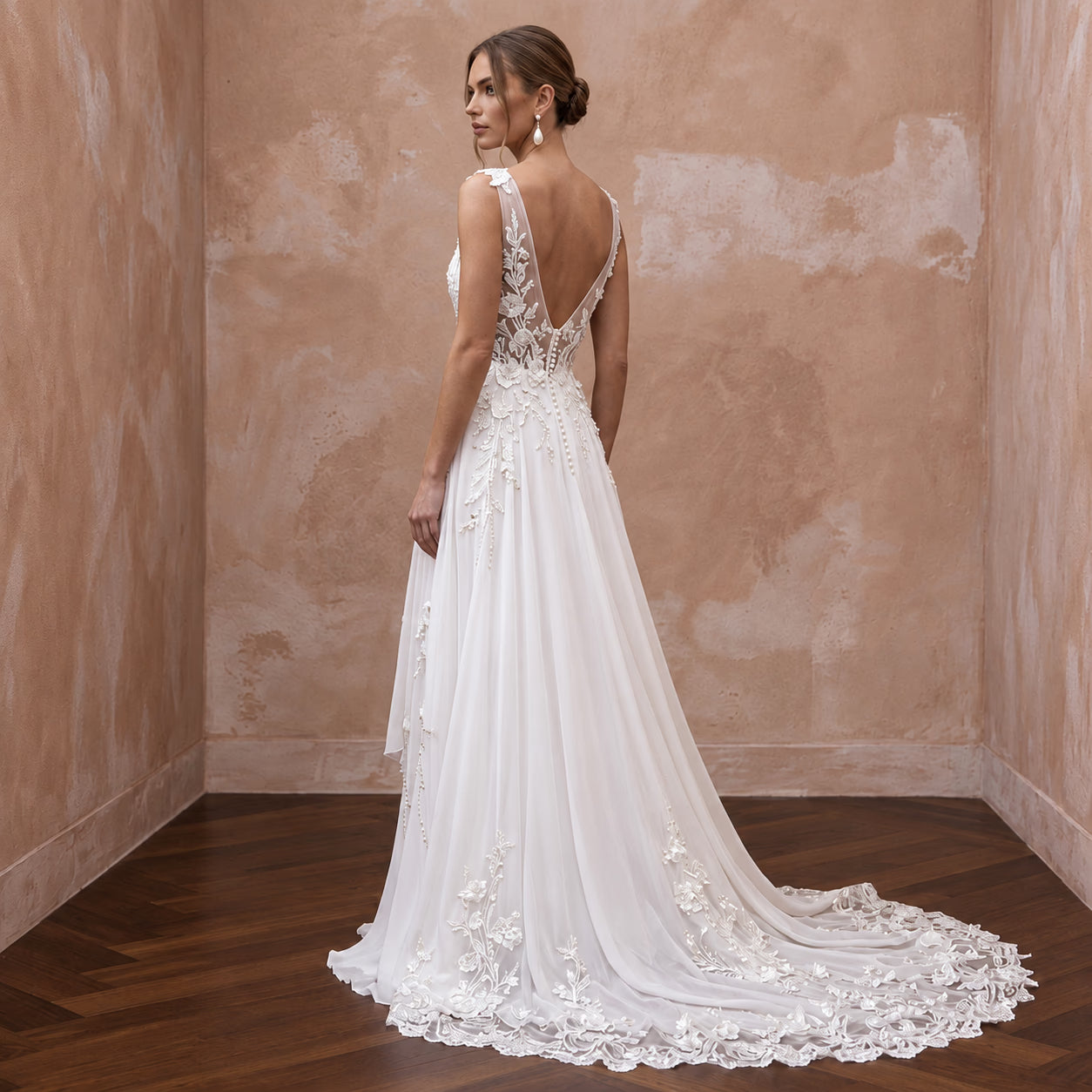 Chiffon Wedding Dress for a Coastal Cliff Ceremony Secondary image