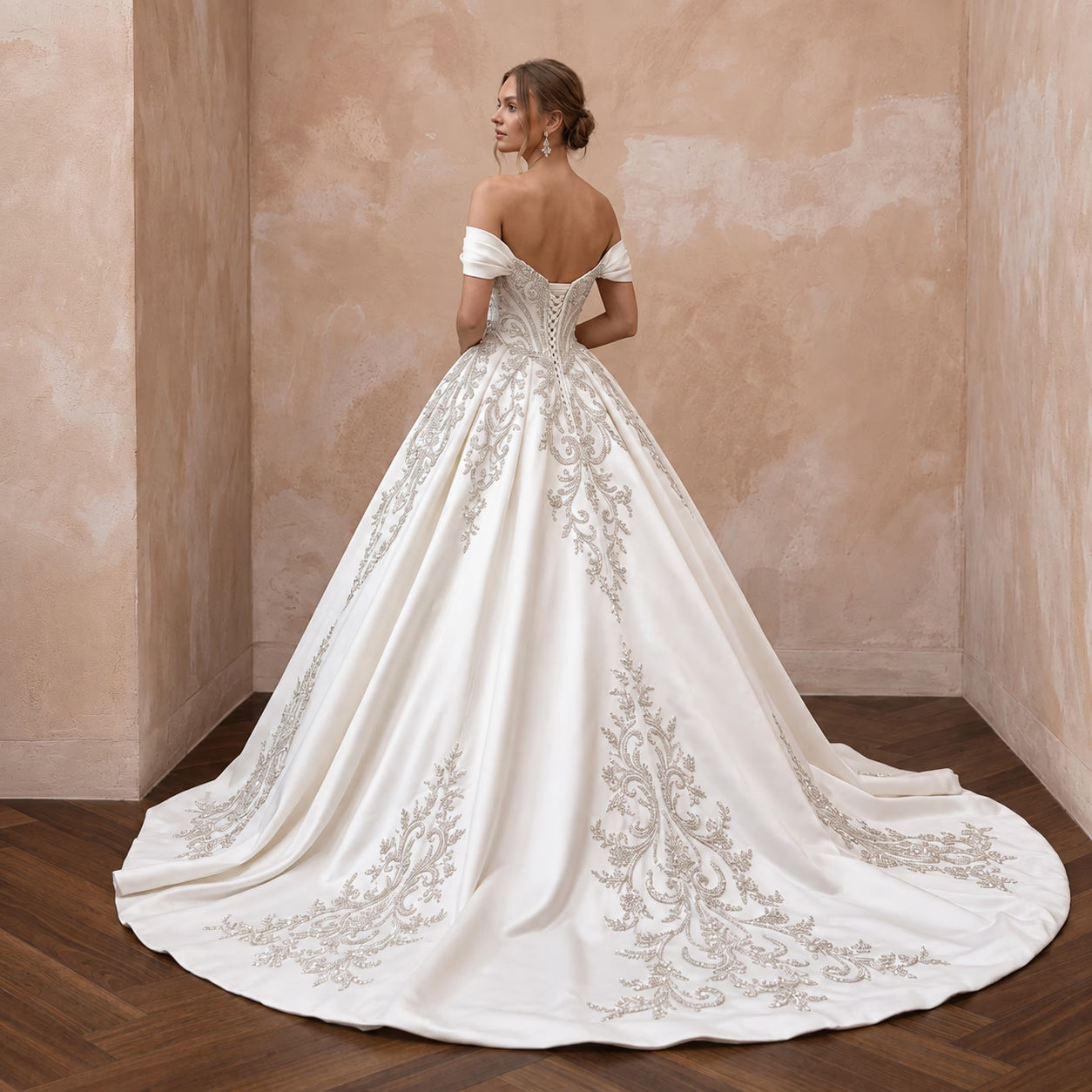 Cinderella Inspired Satin Wedding Dress with Full Skirt Secondary image