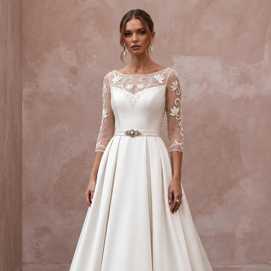 Classic A-Line Bridal Dress for a Mature Bride