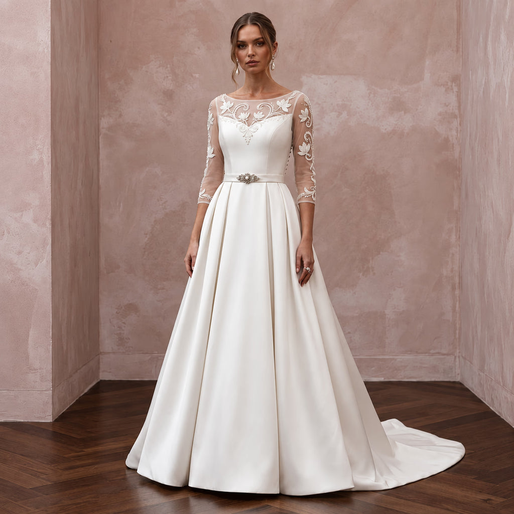 Classic A-Line Bridal Dress for a Mature Bride
