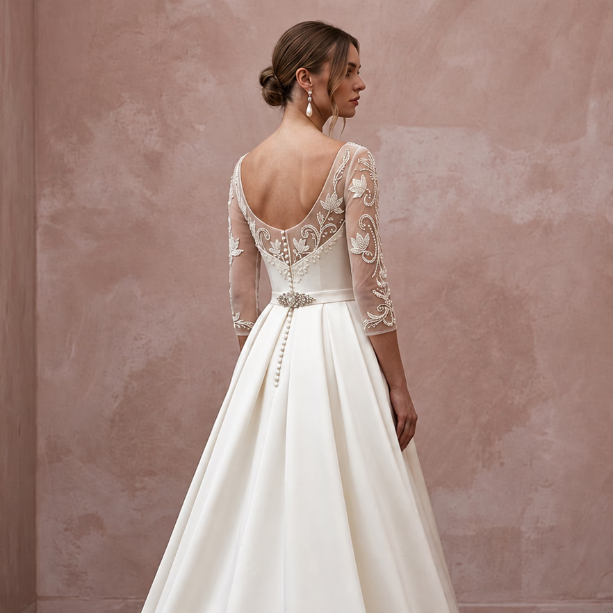 Classic A-Line Bridal Dress for a Mature Bride