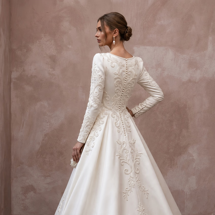Classic A-Line Wedding Dress for a Church Ceremony