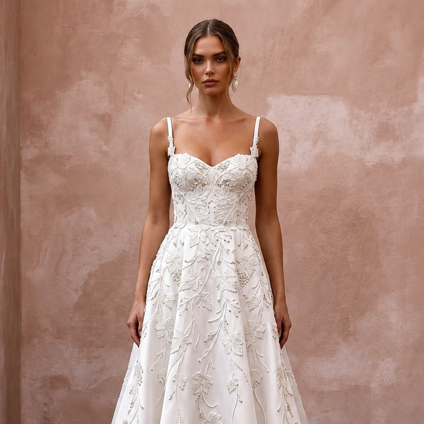 Classic A - Line Wedding Gown for a Winery Ceremony - Apparel & Accessories > Clothing > Wedding & Bridal Party Dresses > Wedding Dresses - Mignonette Bridal