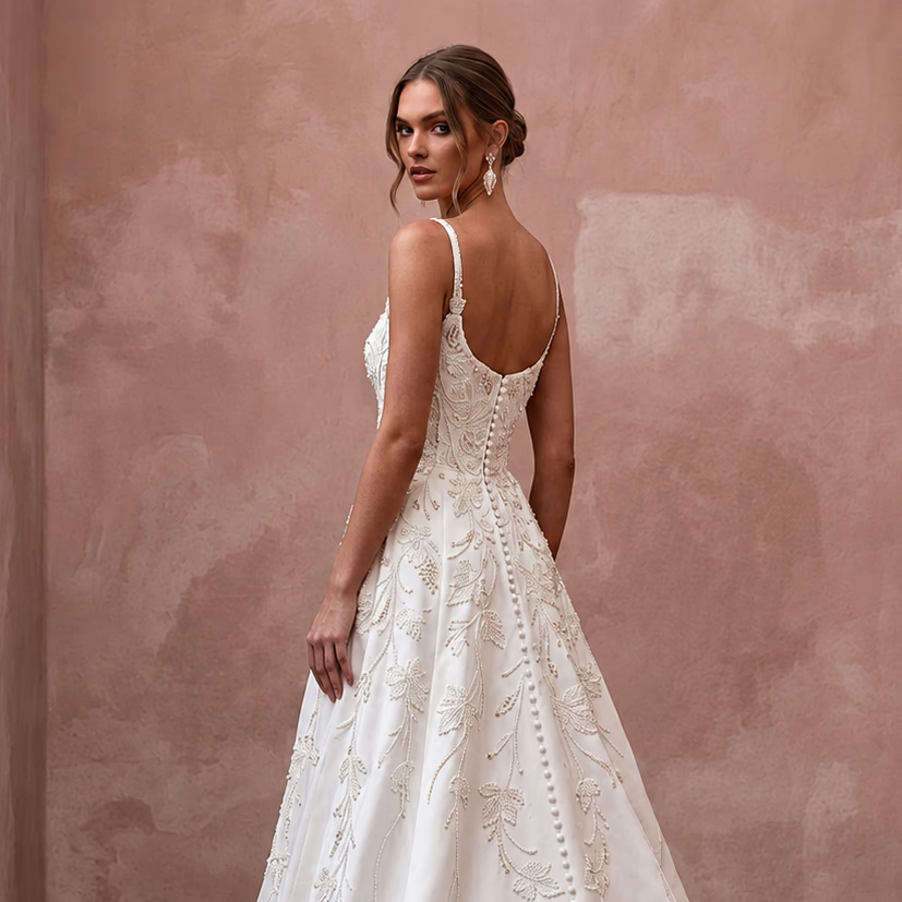 Classic A - Line Wedding Gown for a Winery Ceremony - Apparel & Accessories > Clothing > Wedding & Bridal Party Dresses > Wedding Dresses - Mignonette Bridal