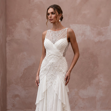 Classic Chiffon Wedding Dress for an Older Bride