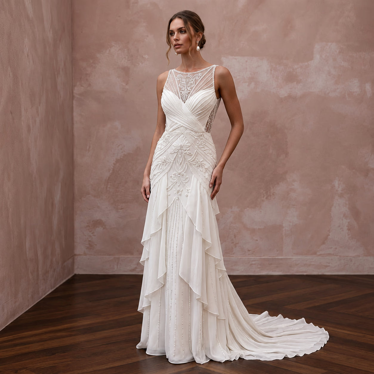 Classic Chiffon Wedding Dress for an Older Bride