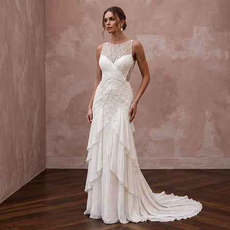 Classic Chiffon Wedding Dress for an Older Bride