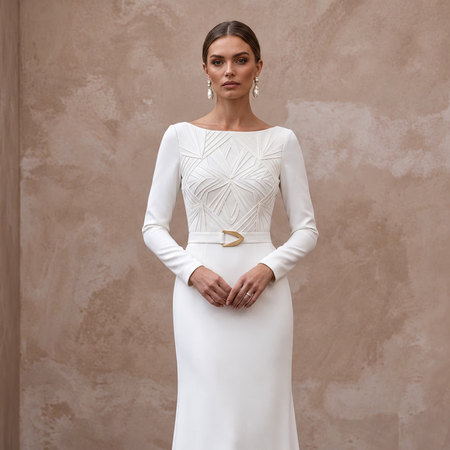 Classic Crepe Bridal Gown for a Mature Bride